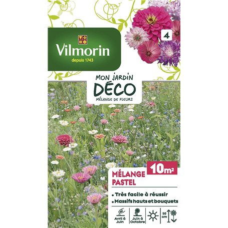 Vilmorin - Mélange de Fleurs Pastel - semences pour plantations - Fleurs Basses 50 cm annuelles pour 10 m²- du Pastel pour de la