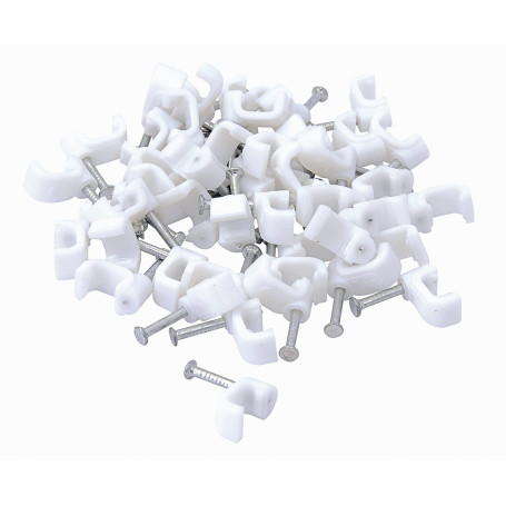 50 Cavaliers pour Cable Plat Blanc