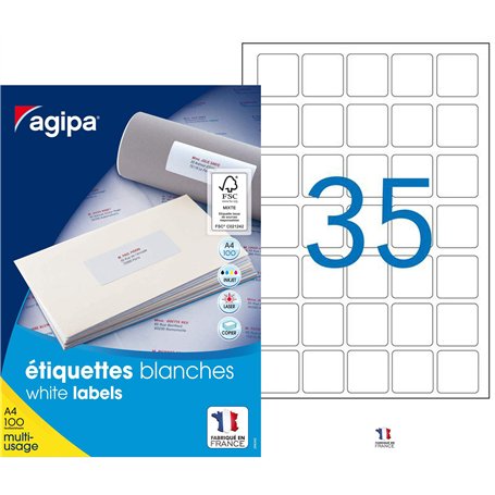 Apli 102168 Boîte de 3500 Etiquettes multi-usage A4 35 x 35 mm