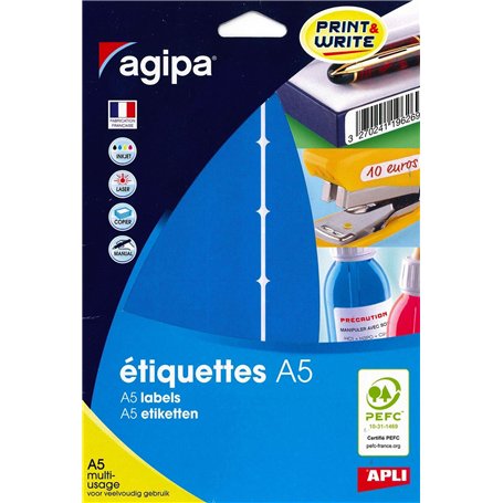 APLI 114352 - Etui 120 etiquettes multi-usage bleu 32 x 70 mm