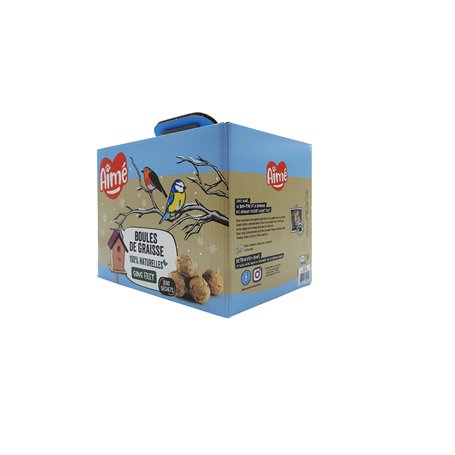 Aimé - Eco Box Boules de Graisse - Nourriture pour Oiseaux - Boule de Graisse Oiseaux Extérieurs - Boules Oiseaux pour Toutes Le