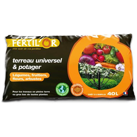 Fertilor Terreau Universel et Potager Pleine Terre ou bac 40 litres