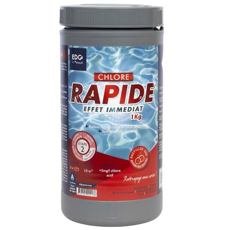 EDENEA - Chlore Rapide Piscine - Chlore Choc - Spécial Eaux Vertes - Boite 1kg - Pastilles 20g - Effet Immediat - EDG