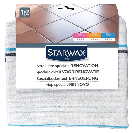 STARWAX - Serpillère gaufrée pour tous types de sols intérieurs - spécial rénovation - très absorbante et résistante - ne peluch