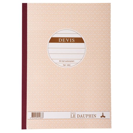 Le Dauphin - Réf. 1263D - Lot de 5 manifolds DEVIS - papier autocopiant - triplicata (1 original et 2 copies) - 50 feuilles - fo