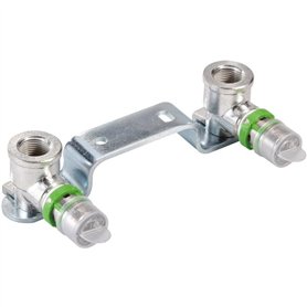 COMAP Support mural de 2 appliques métallique à sertir pour tubes multicouche - Diamètre 16x2 - Filetage 1/2" - Entraxe 150 mm -