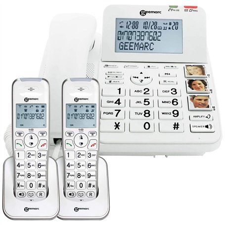 Geemarc Amplidect 295 Combi Duo - Téléphone Fixe Amplifié et ses Combinés Additionnels avec Répondeur