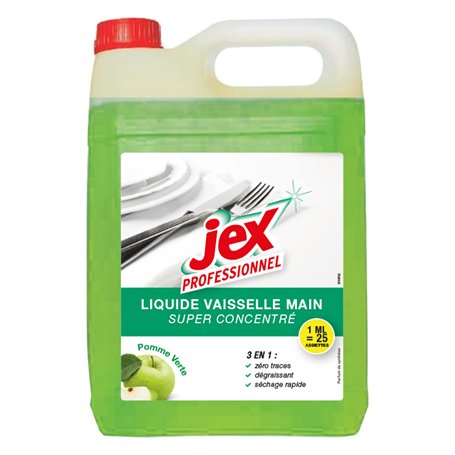 JEX Professionnel - Liquide vaisselle - Zéro traces - Séchage rapide - Parfum pomme- 5L- Fabrication française