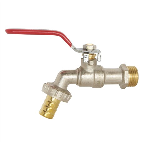 SOMATHERM FOR YOU - Robinet d'arrosage à sphère - Poignée acier plate - Presse-étoupe - Arrivée 15/21 -Nez 20/27 - Finition nick