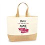 Sac Merci Mamie Géniale | Cabas de Plage Courses Coton et Toile de Jute Idée Cadeau Femme