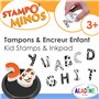 Aladine - 26 Tampons Lettres Alphabet avec Encreur - Tampons Enfant dès 4 ans - Stampominos - Encre Lavable – Pour Écrire Mots P
