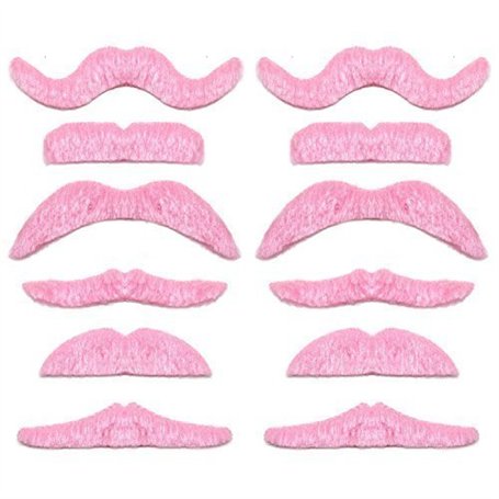 rose duveteux auto-adhésif assortis déguisementlacet Halloween Moustache - Pack de 12
