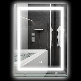 HOMCOM Miroir Lumineux LED 22 W Interrupteur Tactile étagère intégrée 50L x 4l x 70H cm