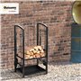 Outsunny Porte bûches - Range bûches Serviteur de cheminée - Multi Accessoires 2 étagères 40L x 30l x 75H cm métal Noir