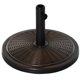Outsunny Pied de Parasol Rond Base de lestage Ø 48 x 34 cm résine Imitation rotin Poids Net 14 Kg Noir Bronze