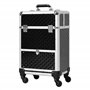 HOMCOM Valise Trolley Maquillage Mallette cosmétique Vanity poignée télescopique réglable 34L x 25l x 62H cm alu. Noir