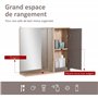 HOMCOM Miroir de Salle de Bain avec étagère et Placard - système Fixation intégré - Panneaux Particules chêne Clair Gris