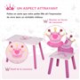HOMCOM Ensemble Table et chaises Enfant Design Princesse Motif Couronne Bois pin MDF Rose