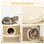 PawHut tonneau à gratter pour Chat Arbre à Chat sisal Naturel et herbiers Marins recouvert de Peluche 37,5 x 37,5 x 70 cm Kaki e