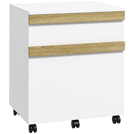 Vinsetto Caisson de Bureau à roulettes Meuble de Rangement Mobile avec 2 tiroirs coulissants trieur à dossiers 48 x 40 x 59
