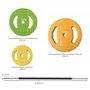 HOMCOM Ensemble haltères et barre 20 kg avec 6 haltères disques de 1,5 kg, 2,5 kg et 5 kg gym musculation orange vert et jaune