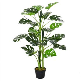 Outsunny Plante Artificielle modèle Monstera Arbre Artificiel avec 21 Feuilles en Pot Ciment