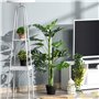 Outsunny Plante Artificielle modèle Monstera Arbre Artificiel avec 21 Feuilles en Pot Ciment, intérieur ou extérieur, dim. Ø16 x