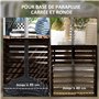 Outsunny Table d'appoint Coffre de Rangement extérieure 3 en 1 pour Base de Parasol en Bois, Cache Pied de Parasol, dim. 50L x 5
