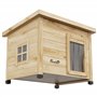 PawHut Maison pour Chats Niche d'extérieur en Bois surélevée avec Toit Asphalte, Porte avec Rideau, fenêtre, 57 x 45 x 43 cm Jau