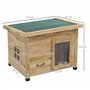PawHut Maison pour Chats Niche d'extérieur en Bois surélevée avec Toit Asphalte, Porte avec Rideau, fenêtre, 57 x 45 x 43 cm Jau