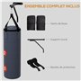 SPORTNOW Sac de Frappe Sac de Boxe Non rempli avec Support Mural, Sac Lourd avec Gants, Bandes pour Les Mains et Crochet pivotan