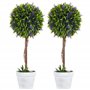 HOMCOM Lot de 2 Plantes artificielles avec Fleurs de Lavande Arbre Artificiel Tronc et Pot Inclus - Hauteur 60 cm intérieur et e