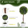 HOMCOM Lot de 2 Plantes artificielles avec Fleurs de Lavande Arbre Artificiel Tronc et Pot Inclus - Hauteur 60 cm intérieur et e