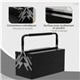 DURHAND Boite à outils métallique - coffret à outils - caisse à outils 3 niveaux 5 plateaux rétractables - tôle acier noir