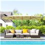 Outsunny Parasol de jardin double 455 x 265 cm, parasol de jardin extérieur, manivelle, poteau en acier, polyester 180g/m², abri