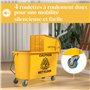 HOMCOM Chariot de ménage Chariot de Lavage Chariot de Nettoyage Professionnel essoreuse latérale Seau 20 L, poignée et serpillèr