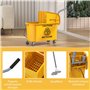 HOMCOM Chariot de ménage Chariot de Lavage Chariot de Nettoyage Professionnel essoreuse latérale Seau 20 L, poignée et serpillèr