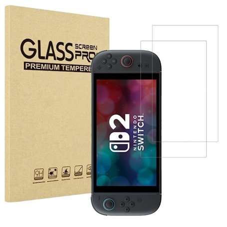 PHONILLICO Verre Trempe pour Nintendo Switch 2 (2025) [Pack de 2] Film Protection Resistant Vitre Protecteur Anti Rayure
