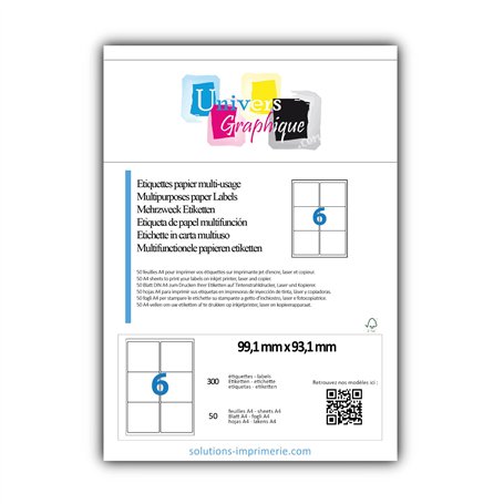 300 étiquettes 99.1 x 93.1 mm étiquettes pour adresse blanches adhésives personnalisables 300 etiquettes 99