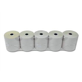 5 Rouleaux papier AUTOCOPIANT 2 PLIS blanc + jaune 76 x 70 x 12 pour caisse enregistreuse bobine papier carboné 2 feuillets feui