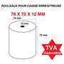 5 Rouleaux papier AUTOCOPIANT 2 PLIS blanc + jaune 76 x 70 x 12 pour caisse enregistreuse bobine papier carboné 2 feuillets feui