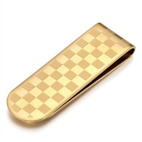 BOBIJOO Jewelry - Pince à billet motif Damier Pavé maçonnique Acier inoxydable doréà l'or fin