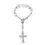 BOBIJOO Jewelry - Mini Chapelet Voiture Camion Bracelet Marie Vierge Croix Pendentif Argent et Blanc