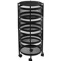 Resserre 4 Paniers Rotatifs Sur Roues En Acier Noir | H 75 Cm X D 30 Cm | Etagère De Rangement Cuisine