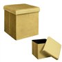 HOME DECO FACTORY Coffre Pouf Pliable Rangement Gain de Place Velours Cotele Jaune