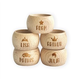 Amikado - Rond de Serviette personnalisé en Bois avec prénom
