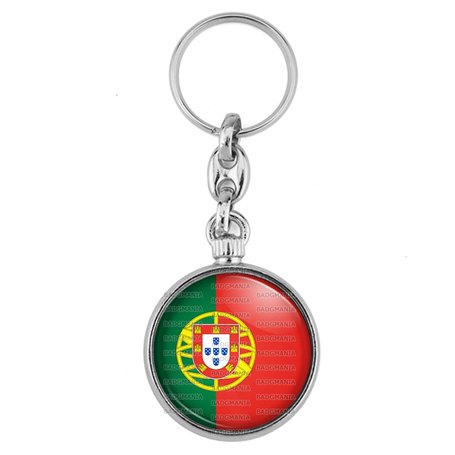 Badgmania Porte Clés Métal 2 faces Drapeau Portugal Portuguais Portuguese Flag Embleme Logo 33mm