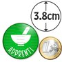 Badgmania Badge Magnétique 3.8cm Apprenti Préparateur en Pharmacie Mortier Blanc Fond Vert Identifiant Pharmacie