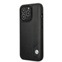 BMW Coque de téléphone pour iPhone 14 Pro Signature Collection en ligne noire et pois, étui de protection en cuir véritable et d