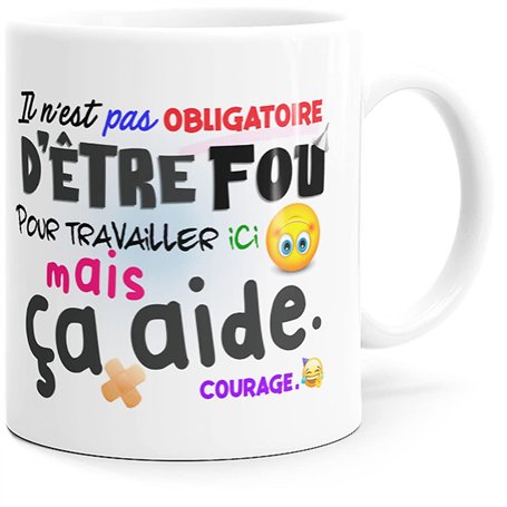 Mug Humour Collègue Fou Tasse Message Drôle Rigolo. Idée Cadeau Original pour Départ en Retraite Pot Mutation Travail Bureau Hom
